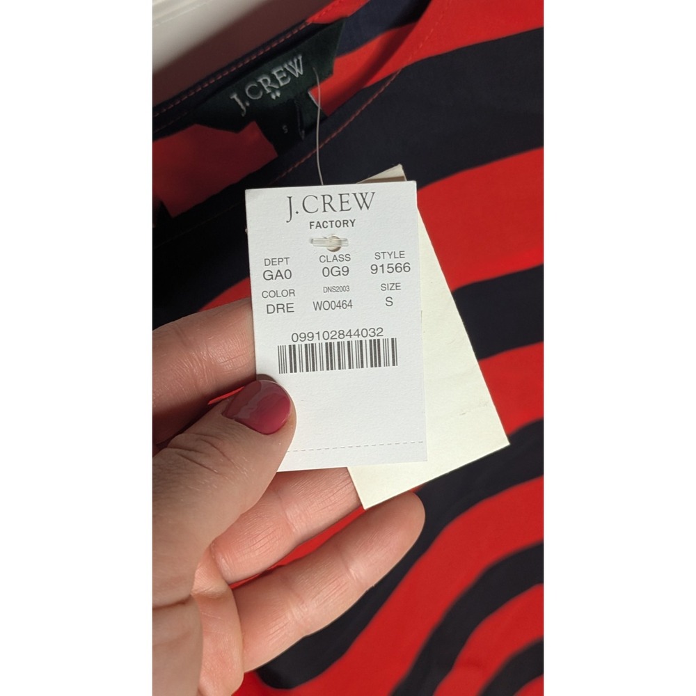 J Crew Women's Blouse NWT Small Lightweight Polyester Navy Orange Rugby‎ Stripes - Picture 4 of 6